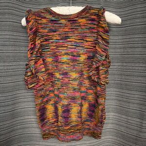 Anthropologie Sleeveless Sweater Multi Orange XS